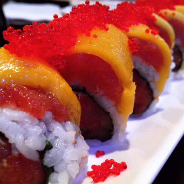 Order Red Mango Roll food online from Bop N Sushi store, Westwood on bringmethat.com