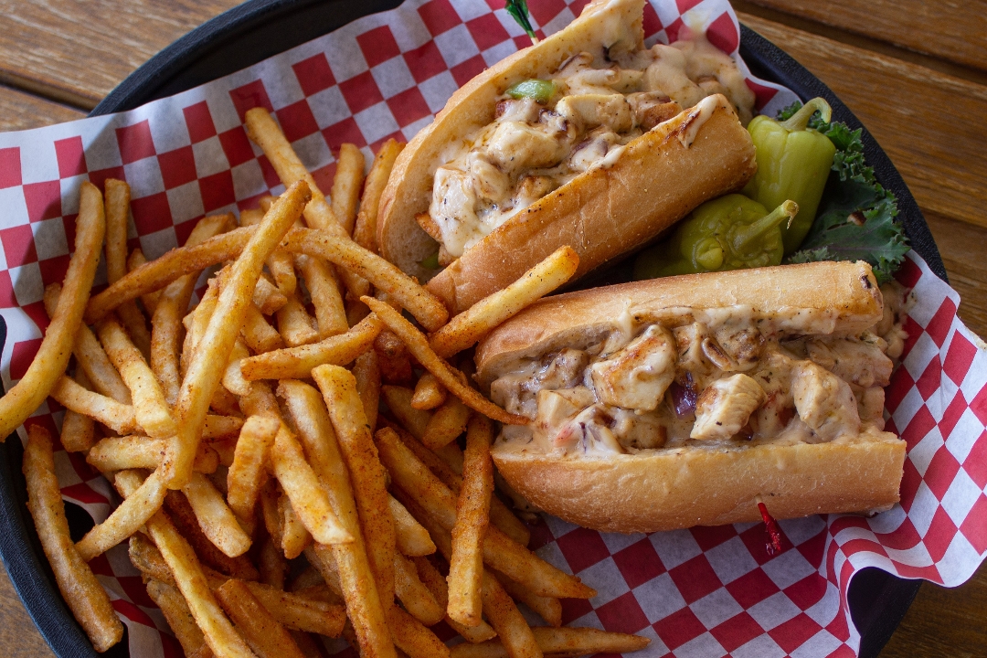 Order Philly Cheese (Chicken) food online from Big Dog's Brewing Company store, Las Vegas on bringmethat.com
