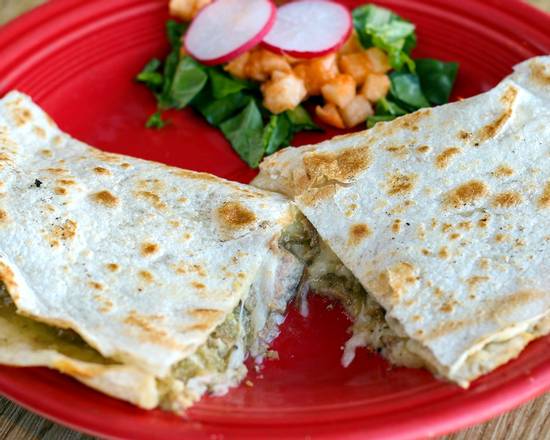 Order Chile Verde Quesadilla food online from Papalote Mexican Grill store, SF on bringmethat.com