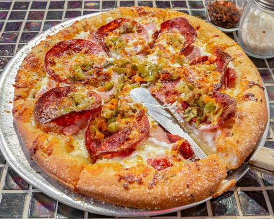 Order Muffaletta Pizza food online from Wit's Inn store, New Orleans on bringmethat.com