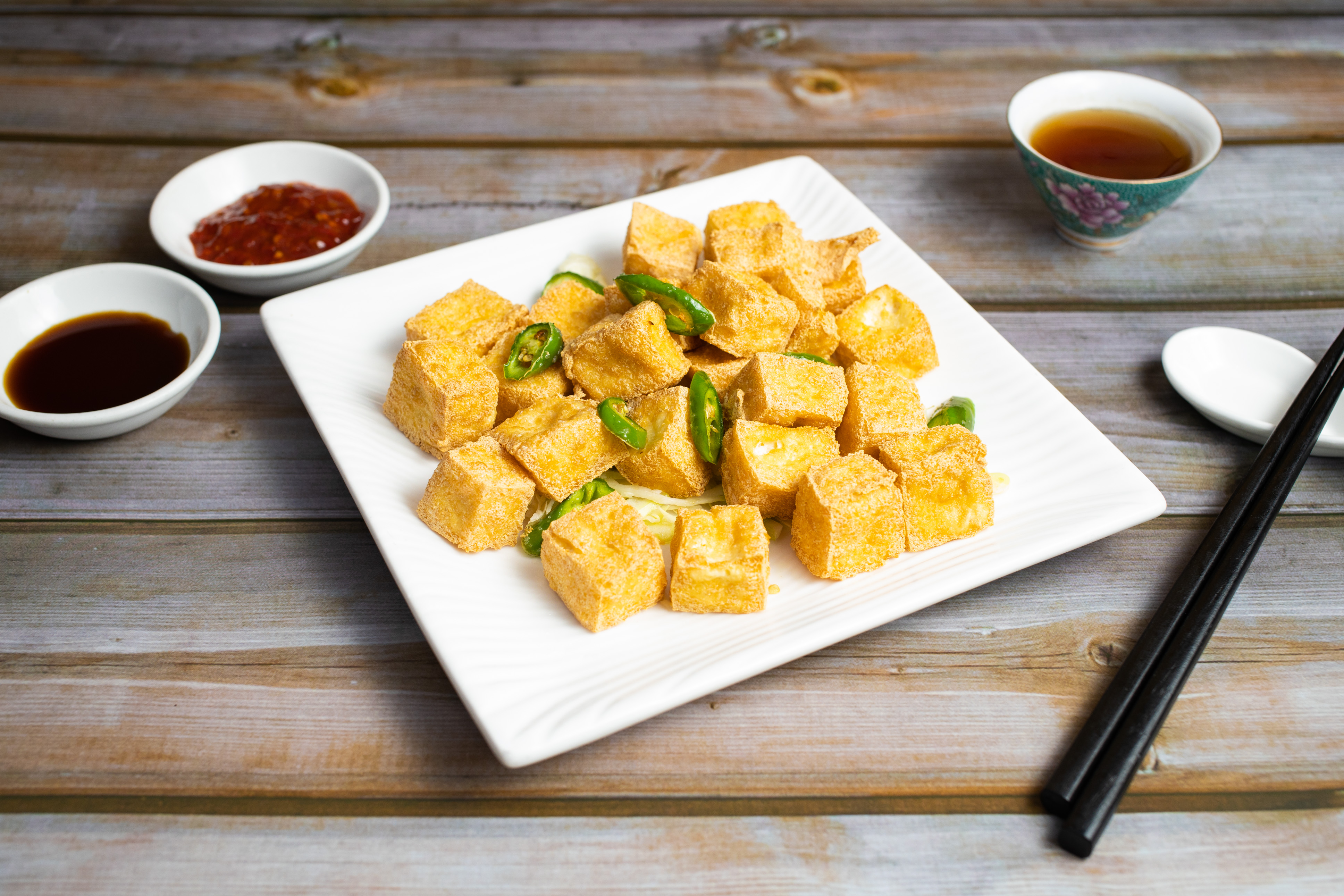 Order Crispy Tofu with Salt and Chili Peppers food online from Vegan Enjoyable store, San Francisco on bringmethat.com