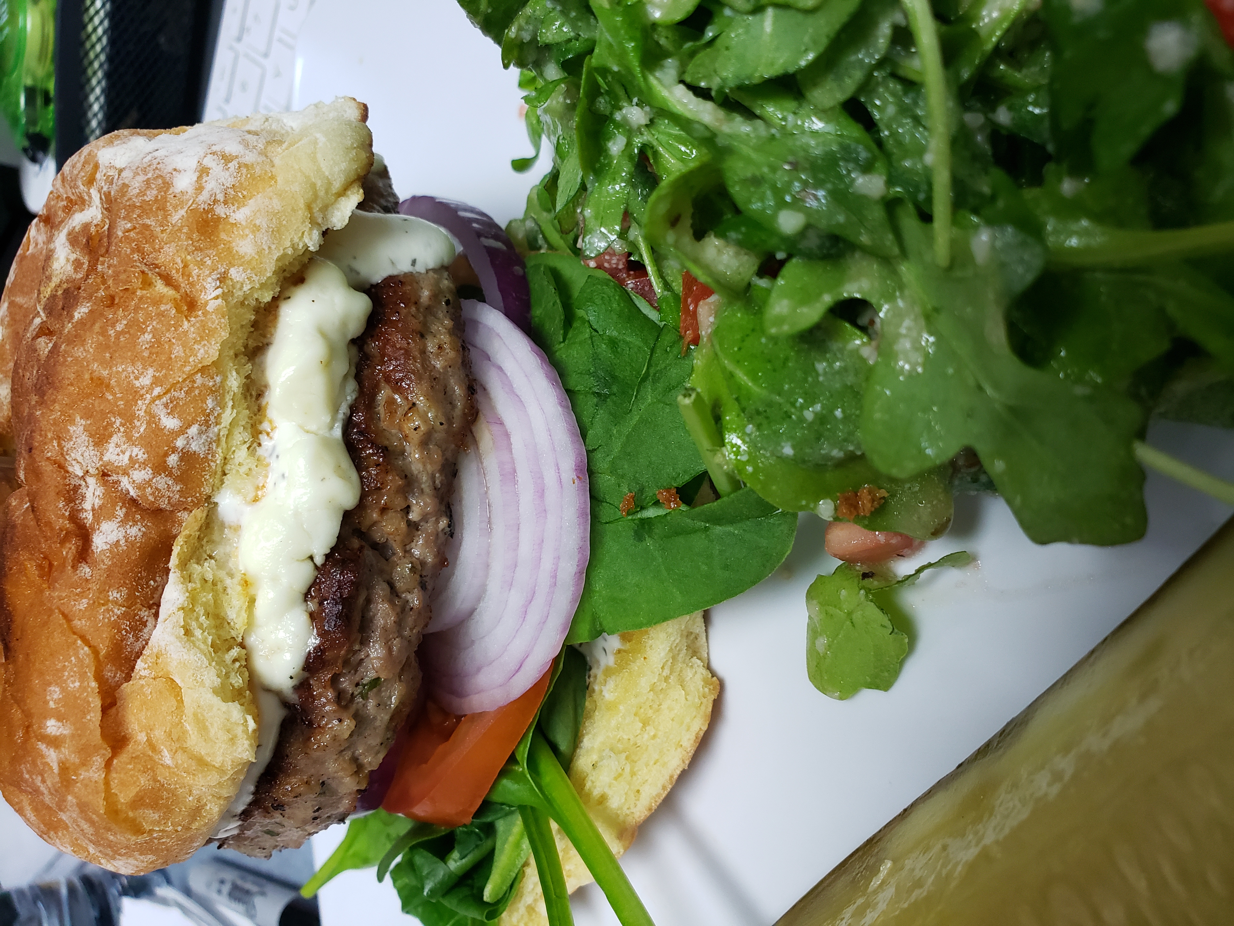Order Nina’s Greek Lamb Burger food online from The Bee Hive Market and Deli store, Whittier on bringmethat.com