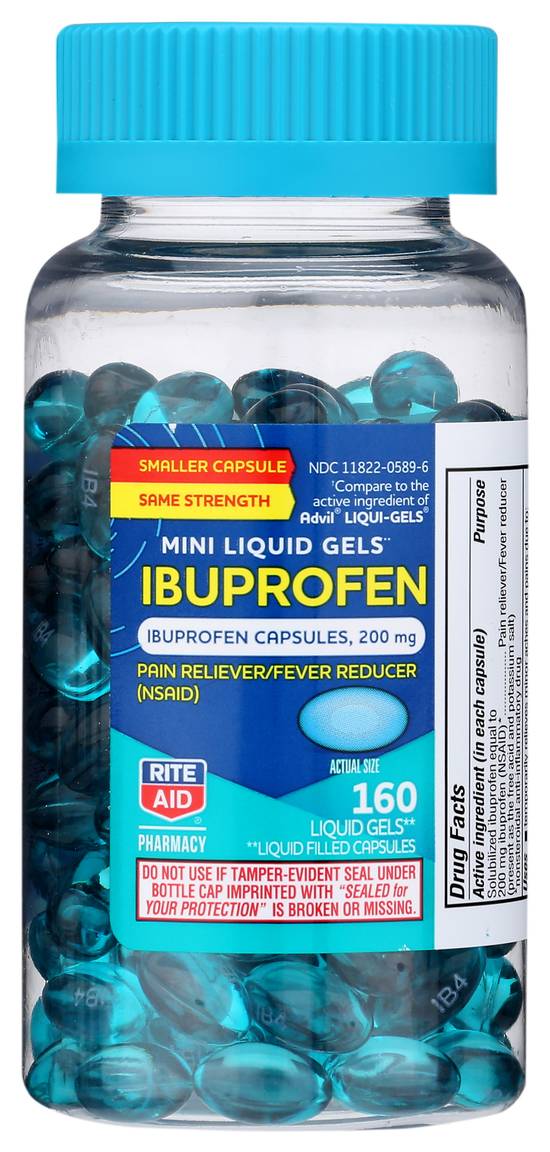 Order Rite Aid Ibuprofen Softgels 200 mg (160 ct) food online from Rite Aid store, Sandusky County on bringmethat.com
