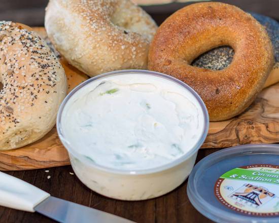 Order Cucumber Scallion Low Fat Cream Cheese food online from Izzy's Brooklyn Bagels store, Palo Alto on bringmethat.com
