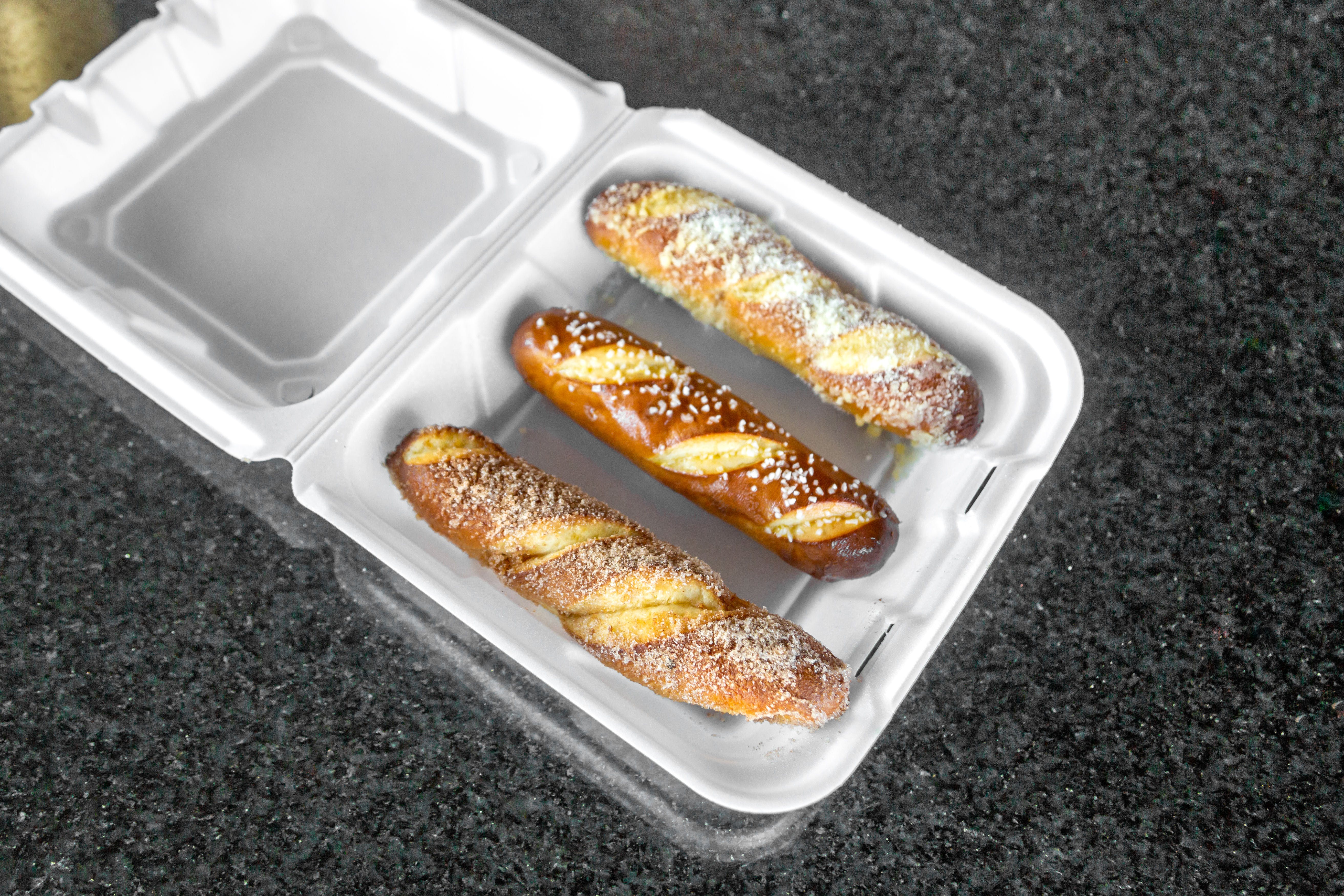 Order Pretzel Breadsticks - 3 Pieces food online from Abos Pizza store, Highlands Ranch on bringmethat.com