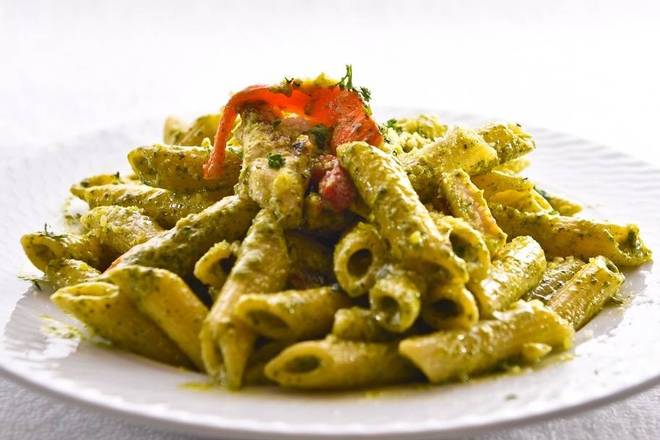 Order Chicken Pesto Pasta food online from Freddy's Pasta and Pizza store, Gaithersburg on bringmethat.com