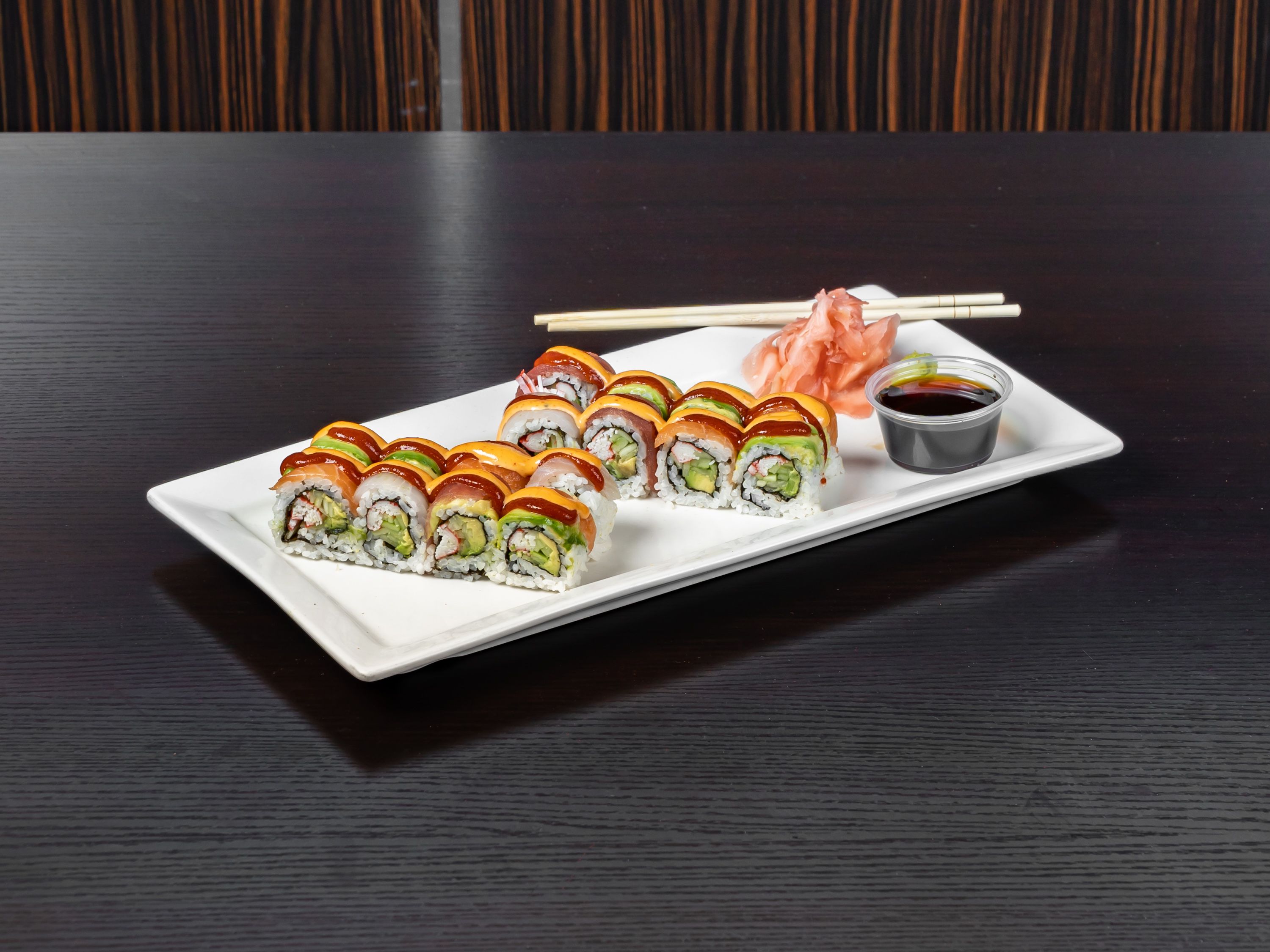 Order SR1. Rainbow Roll food online from China King Supper Buffet store, Dallas on bringmethat.com