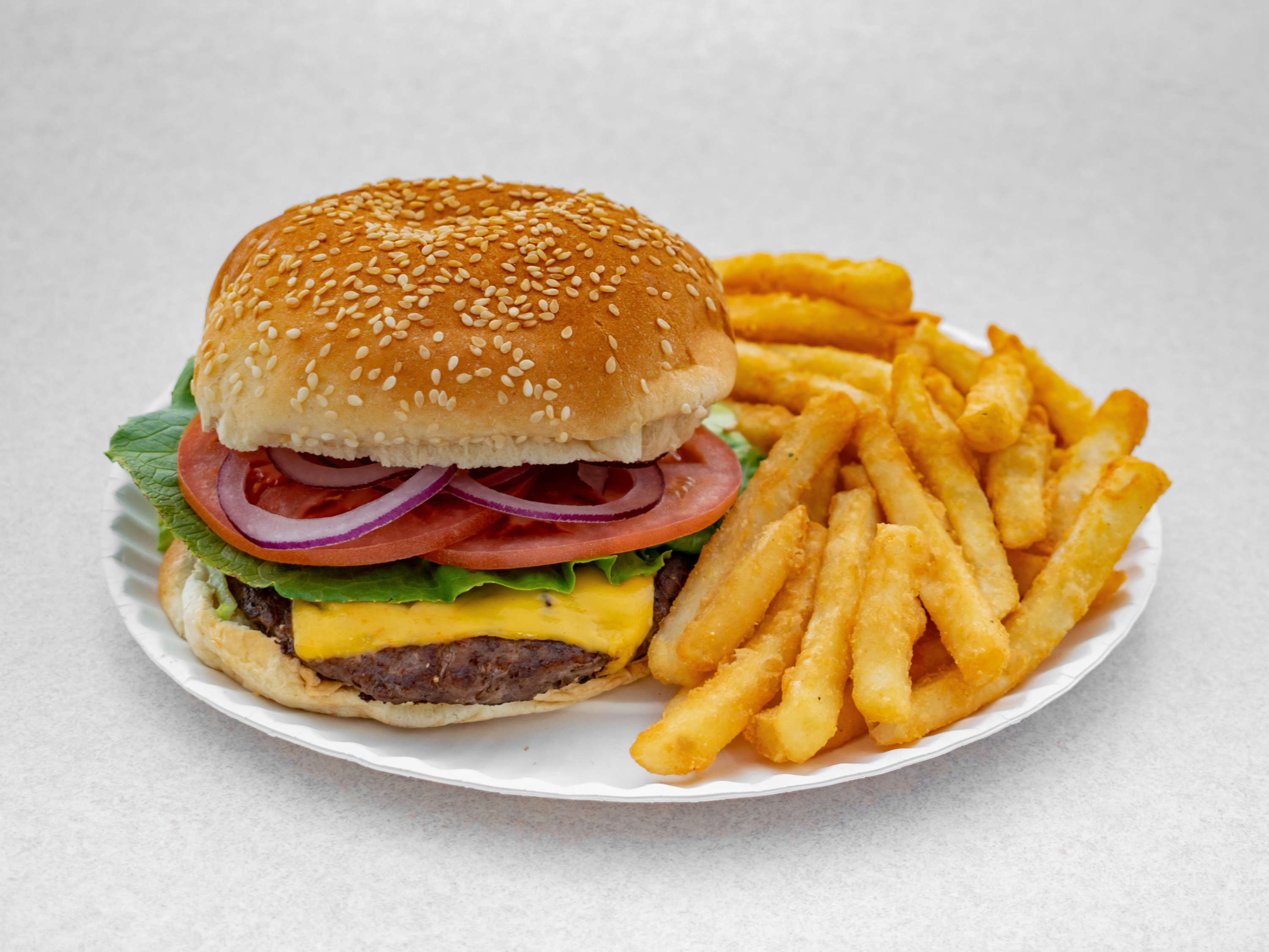 Order Cheeseburger Platter food online from Pizza & Sandwich Express store, Little Falls on bringmethat.com