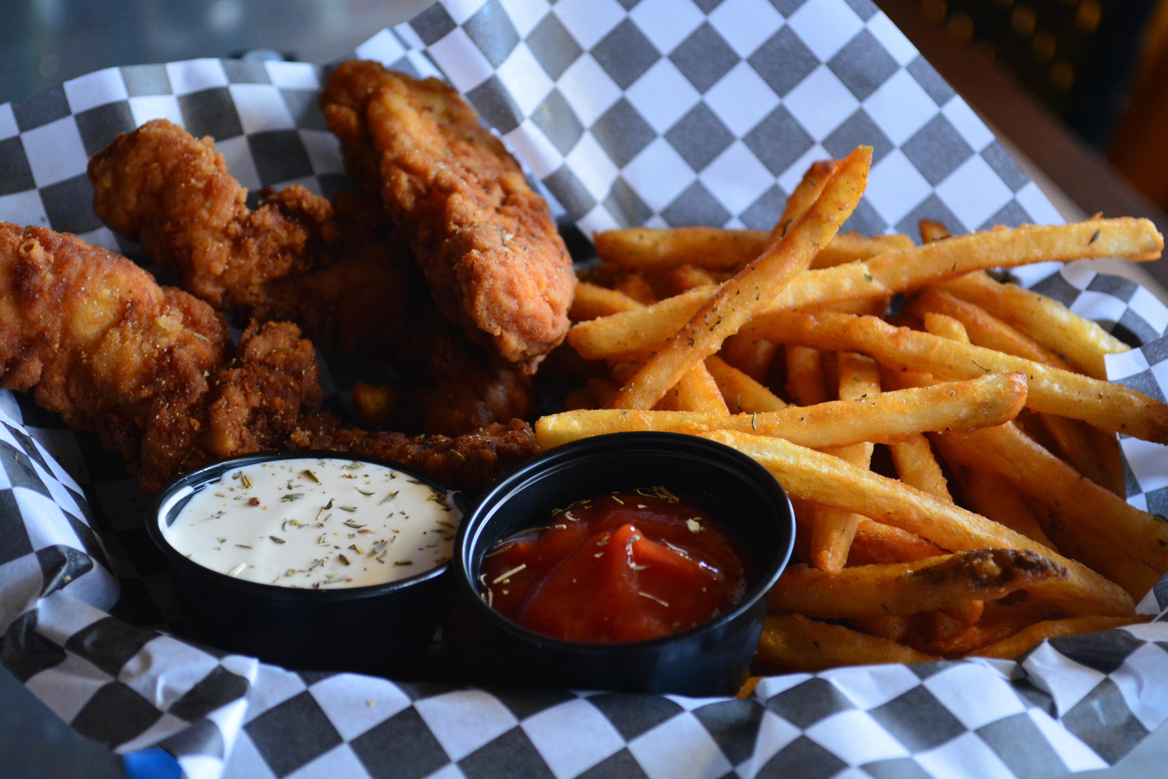 Order Chicken Strips with Beer Battered Fries food online from Hall Street Pizza Company store, Portland on bringmethat.com