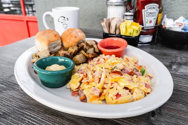 Order Black Oak Kielbasa Scramble food online from Biscuits Café store, Canby on bringmethat.com