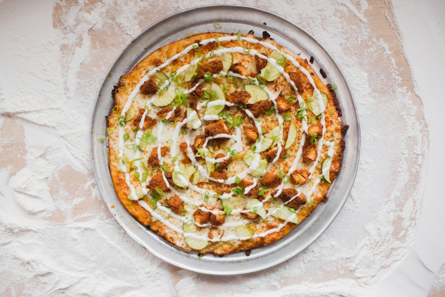 Order 18" Nashville Hot Chicken Pizza food online from The Upper Crust Pizzeria store, Brookline on bringmethat.com