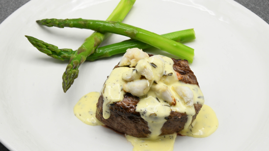 Order Filet Oscar 10oz food online from Mitchell Steakhouse store, Columbus on bringmethat.com