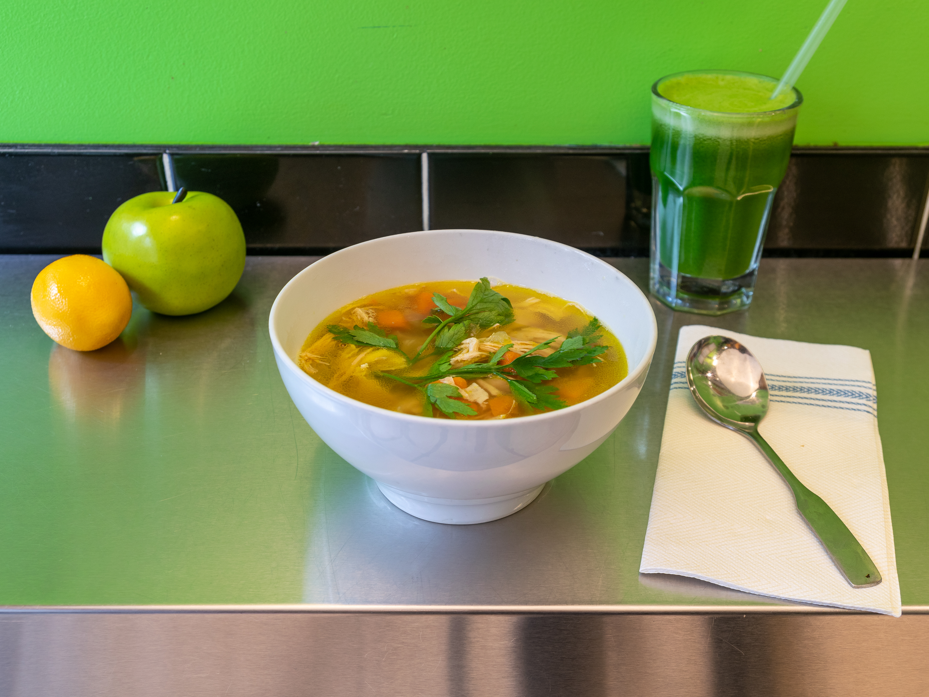 Order 16 oz. Chicken Soup food online from Delicious Juice Bar store, New York on bringmethat.com