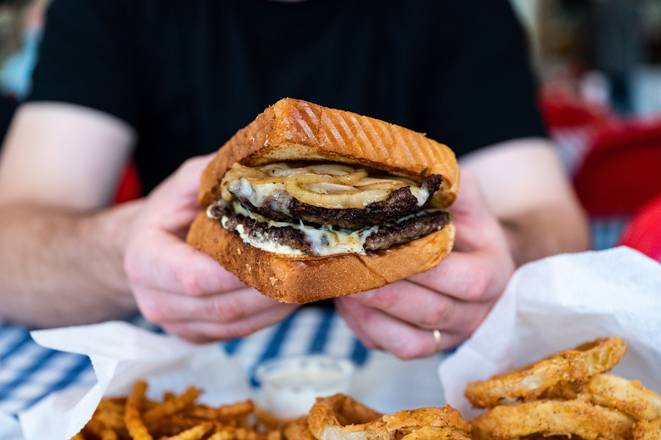 Order Patty Melt food online from Mighty Fine Burgers Fries & Shakes store, Austin on bringmethat.com