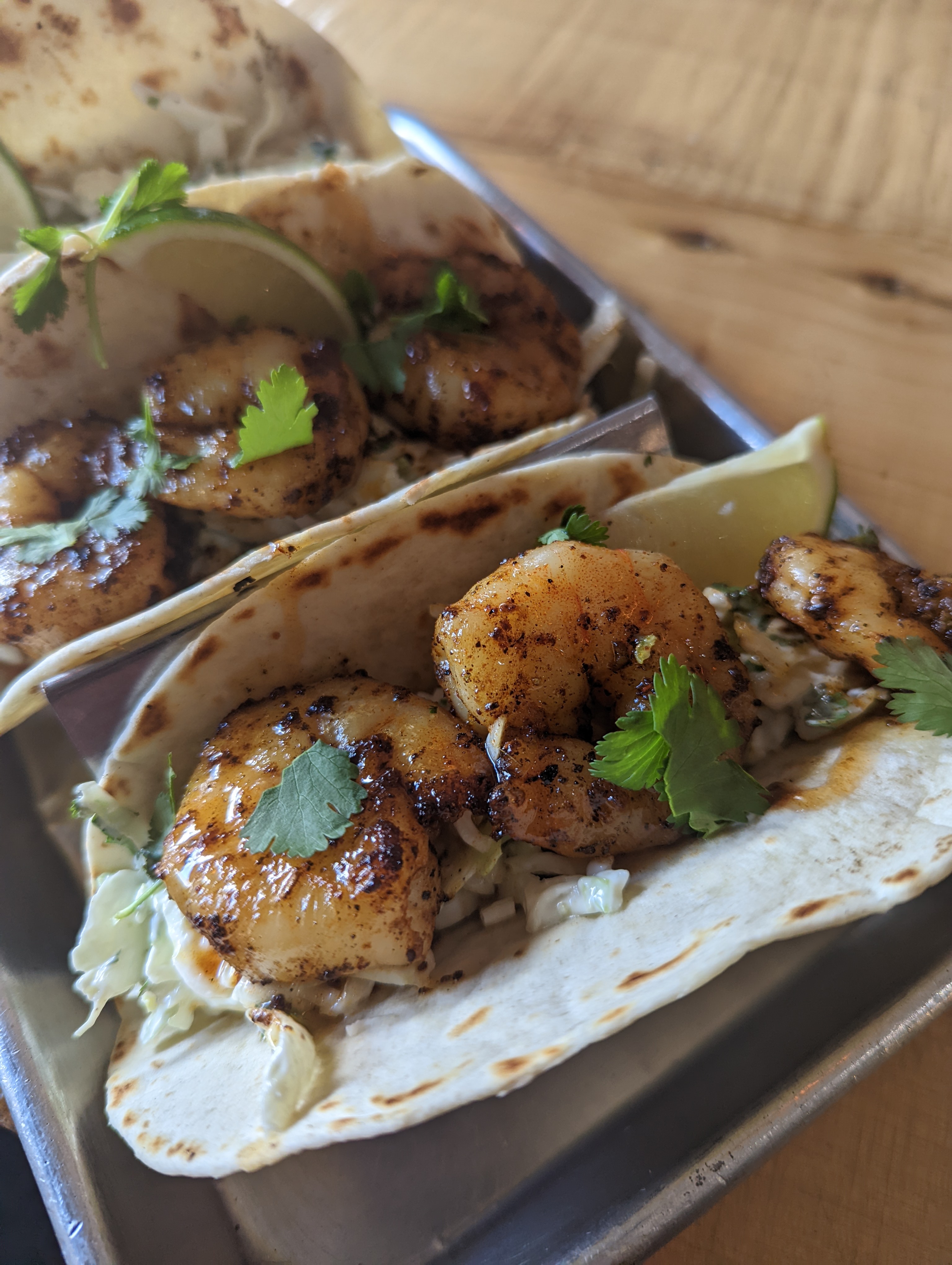 Order *NEW* 3 Cajun shrimp tacos  food online from Dark Side Of The Moo store, Jersey City on bringmethat.com
