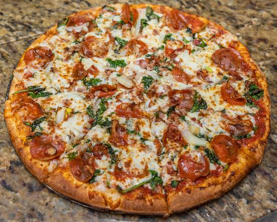 Order Large 14" Classic Spinach Pizza food online from Mangia Bene Pizza store, Tampa on bringmethat.com