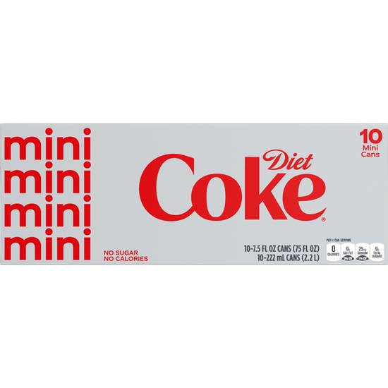 Order Diet Coke Soda Soft Drink, 7.5 OZ Cans, 10 PK food online from CVS store, FALLBROOK on bringmethat.com