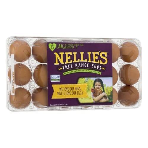 Order Nellie's · Free Range Grade A Large Brown Eggs (18 eggs) food online from Tom Thumb Express store, Trophy Club on bringmethat.com
