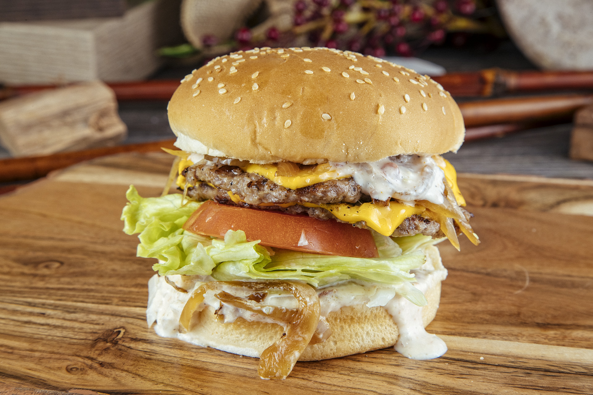 Order 2 - STACK Burger food online from Tom #1 World Famous Chiliburgers store, Ontario on bringmethat.com