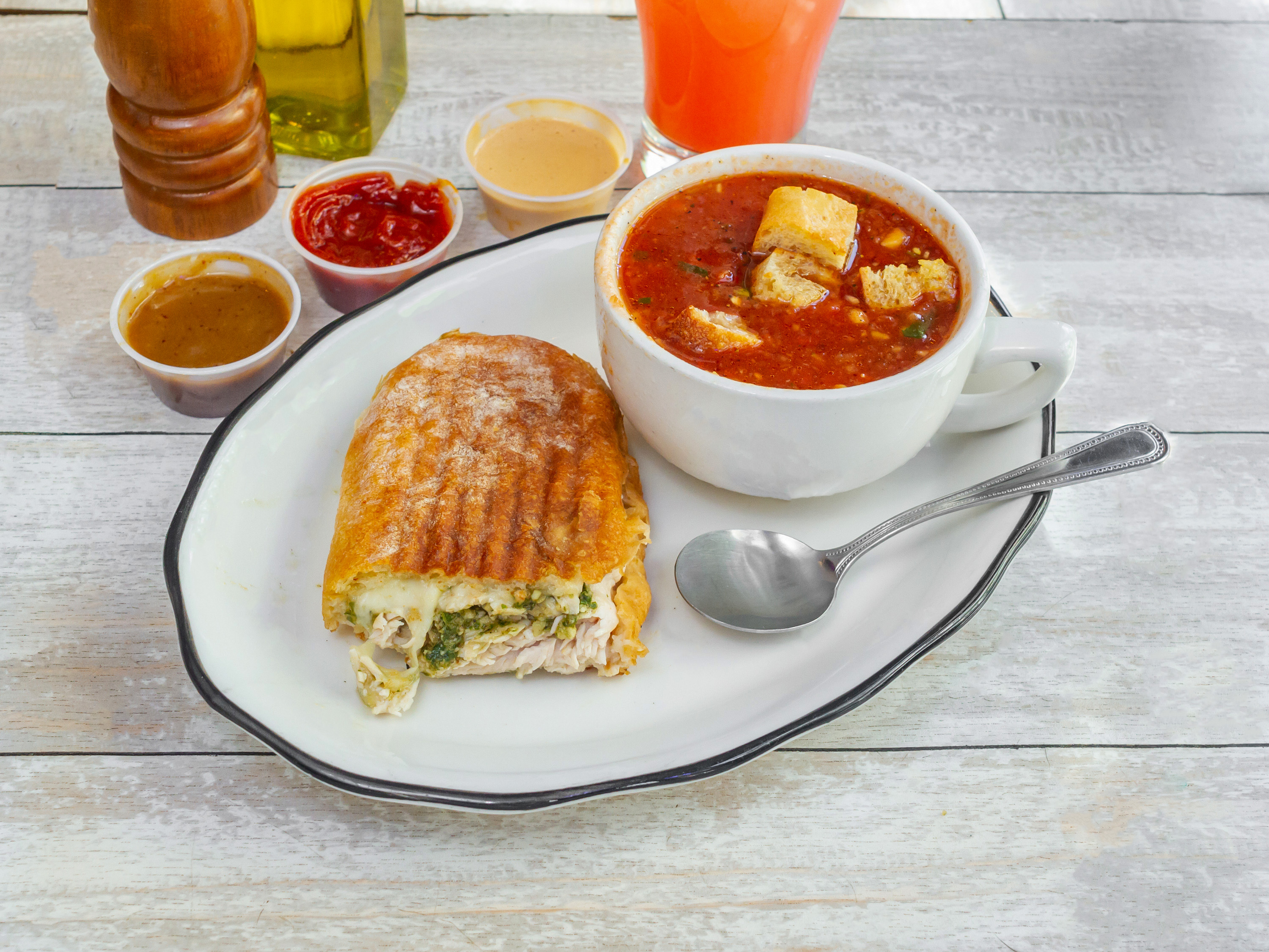 Order Panini and Soup Combo food online from Bite store, New York on bringmethat.com
