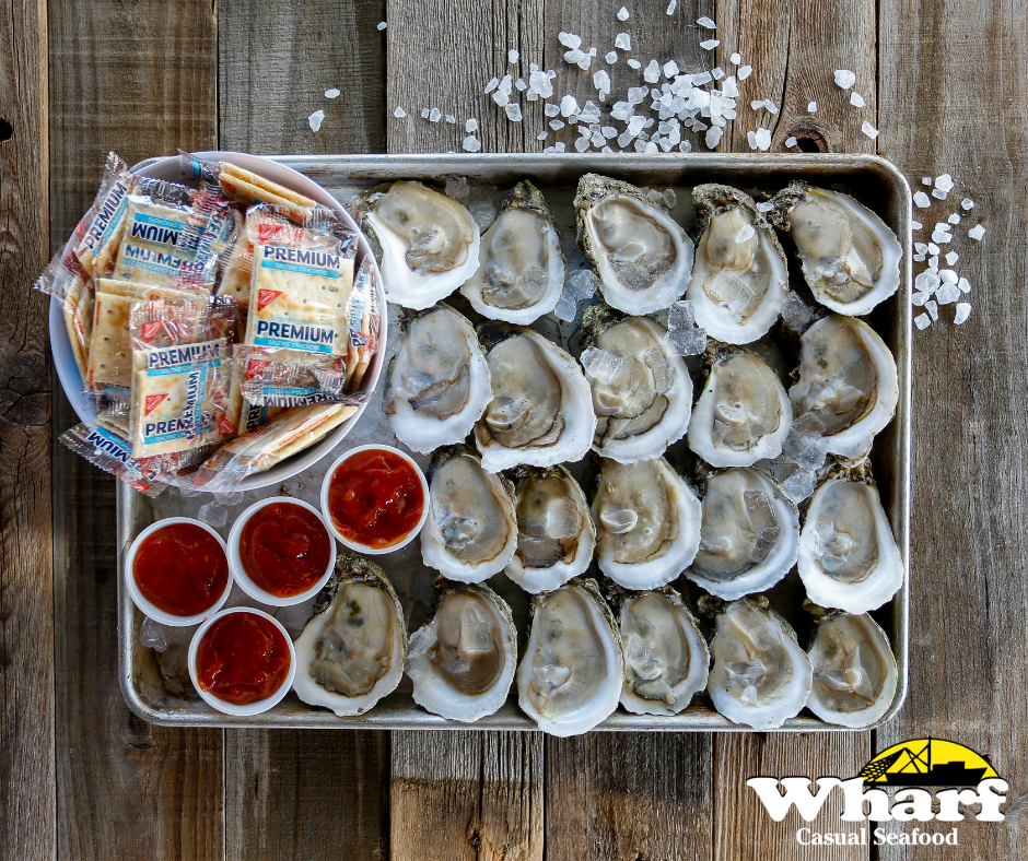 Order Oysters on the Half Shell 1/2 Dozen food online from Wharf Casual Seafood Dothan store, Dothan on bringmethat.com