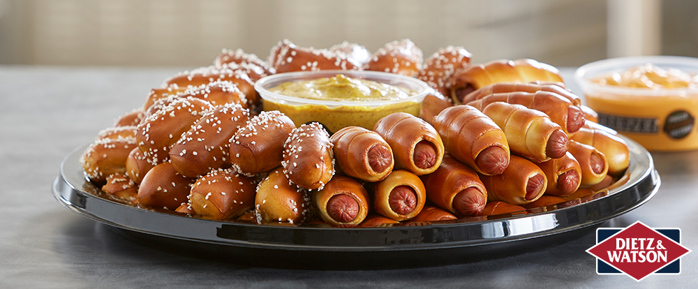 Order Mini Dogs & Rivets Party Tray food online from Philly Pretzel Factory store, York on bringmethat.com