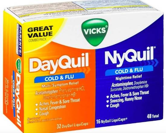 Order DayQuil/Nyquil 2pk 48 ct food online from McLean Ave Pharmacy store, Yonkers on bringmethat.com