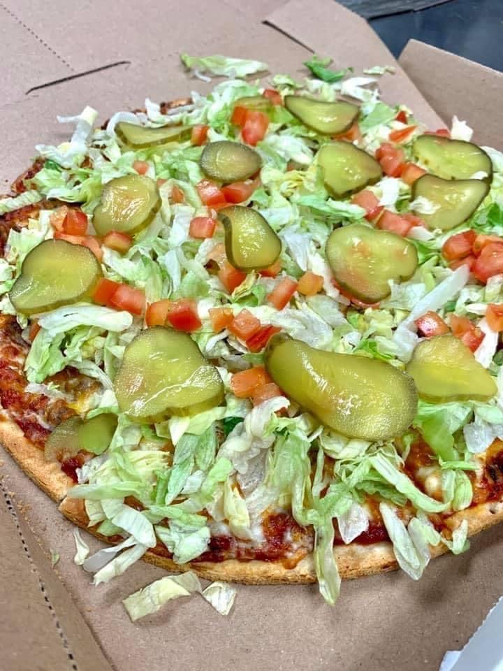 Order Loaded Cheeseburger Pizza - Small 10'' food online from Jimmy's Pizza Litchfield store, Litchfield on bringmethat.com