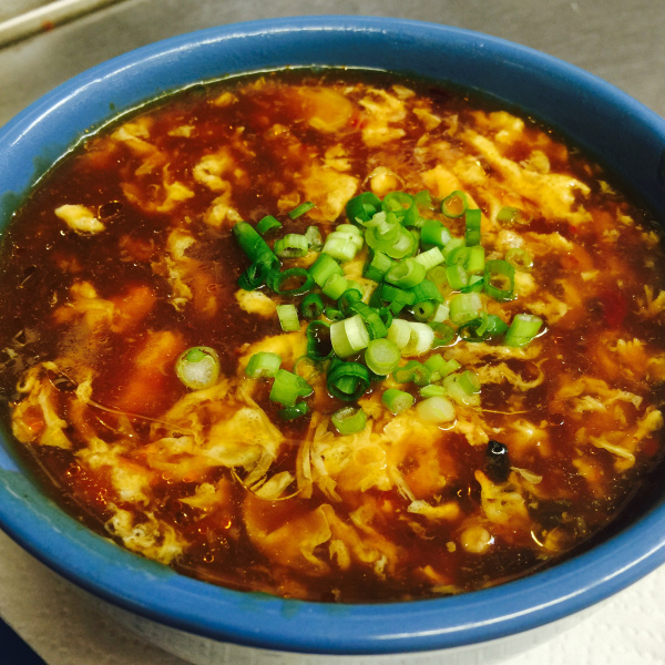 Order Small Hot & Sour Soup 细 酸辣羹 food online from Khoo Restaurant store, West Warwick on bringmethat.com