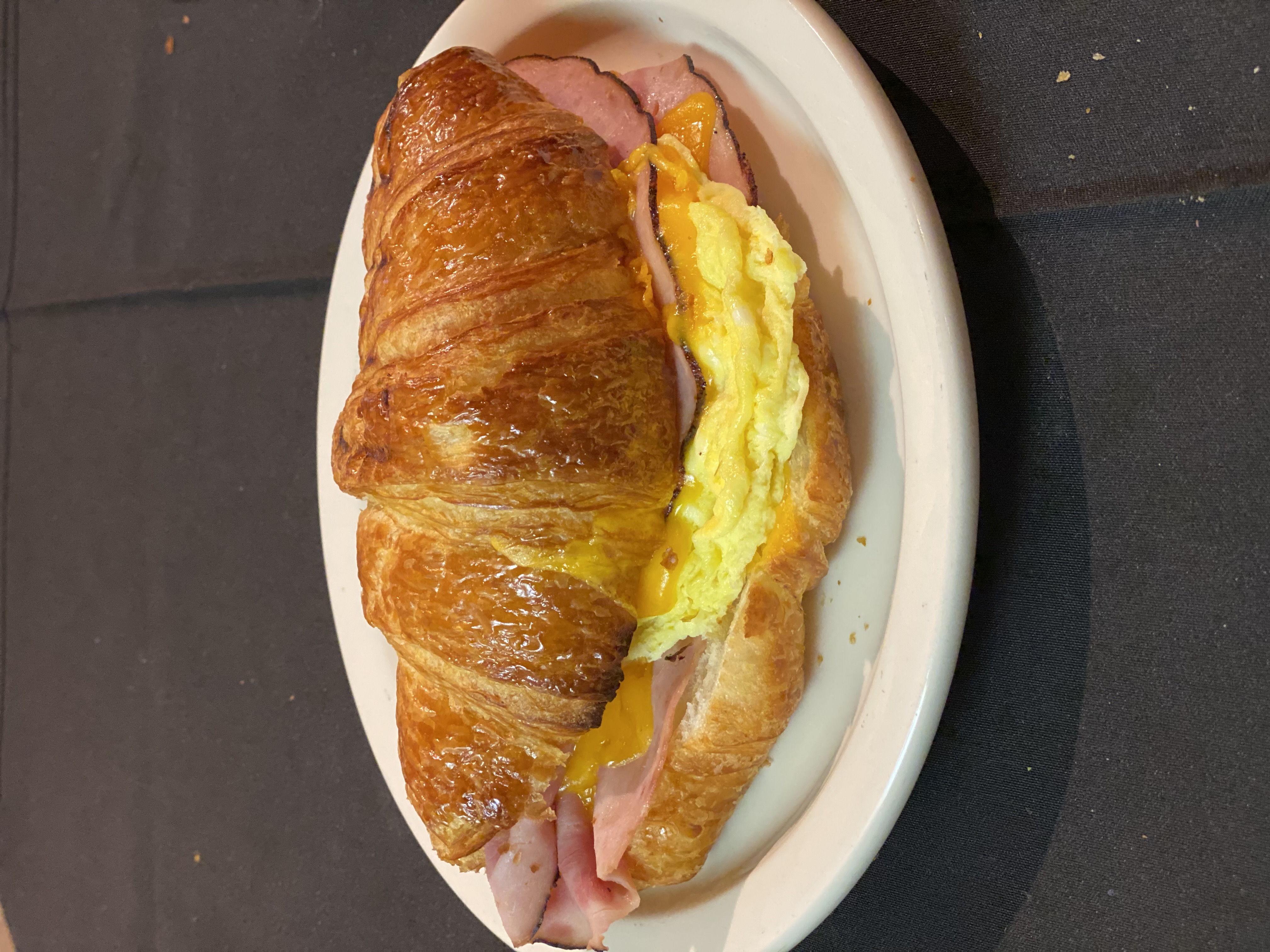 Order Egg, Ham and Cheese Croissant food online from Aroma Cafe store, San Rafael on bringmethat.com
