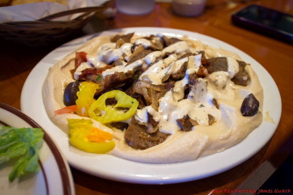 Order Hummus Platter with Meat food online from Mediterranean Cuisine store, Brentwood on bringmethat.com