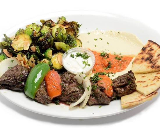 Order Angus Beef Kabob food online from George's Greek Grill-Fig at 7th store, Los Angeles on bringmethat.com
