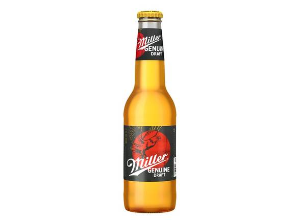 Order Miller Genuine Draft Beer American Lager - 12x 12oz Bottles food online from Rayan Discount Liquors store, CHICAGO on bringmethat.com
