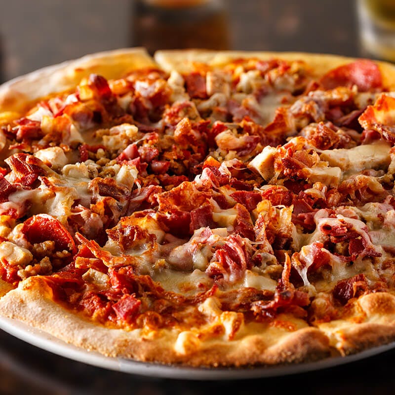 Order Meat Lover's Pizza - Small 10'' food online from Lucy's Pizza Parlor store, Stamford on bringmethat.com