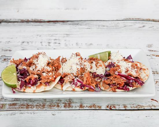 Order 3 Piece Pulled Pork Taco food online from Music Room Cape Cod store, Yarmouth on bringmethat.com