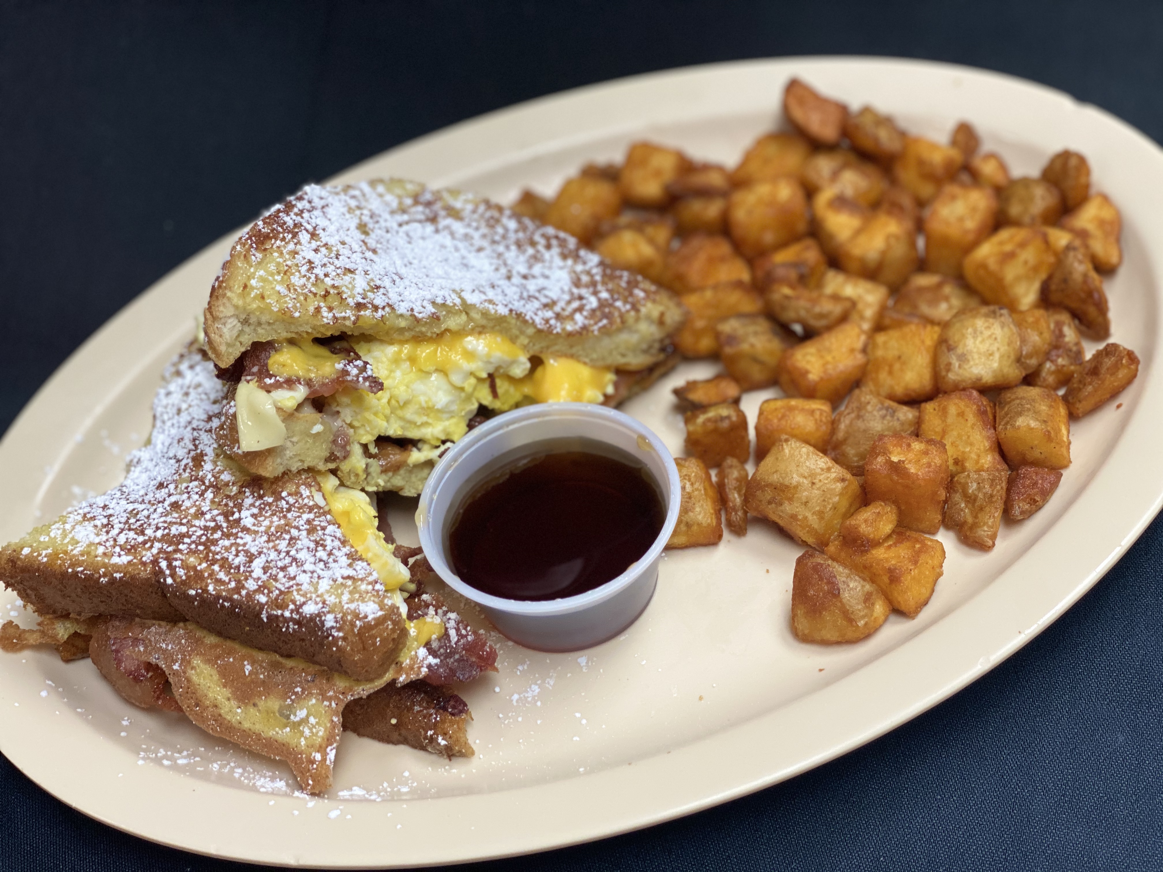 Order French Toast Stacker Sandwich food online from The Porch store, Mansfield on bringmethat.com
