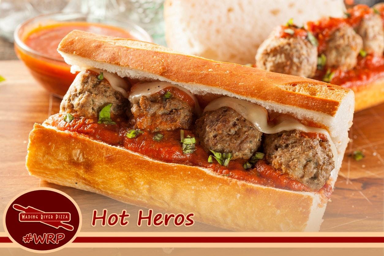 Order Meatball Hero - Hero food online from Wading River Pizzeria store, Wading River on bringmethat.com