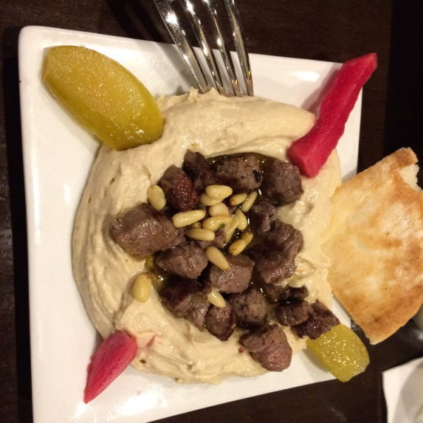 Order Hummus with Meat Entree food online from D’Vine store, Corona on bringmethat.com