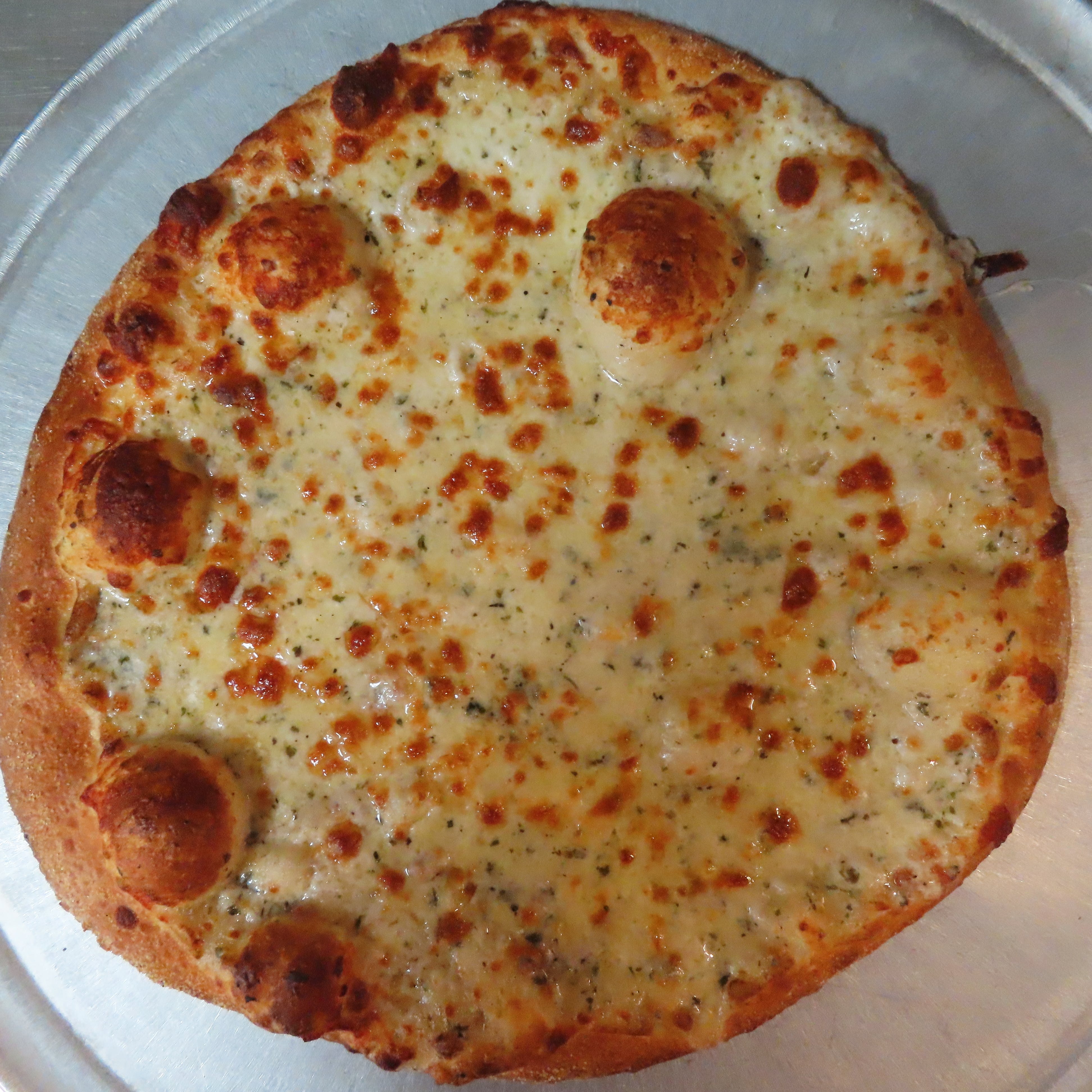 Order Alfredo & Cheese Pizza - Medium 12" food online from The Pizza Guy store, Dallas on bringmethat.com