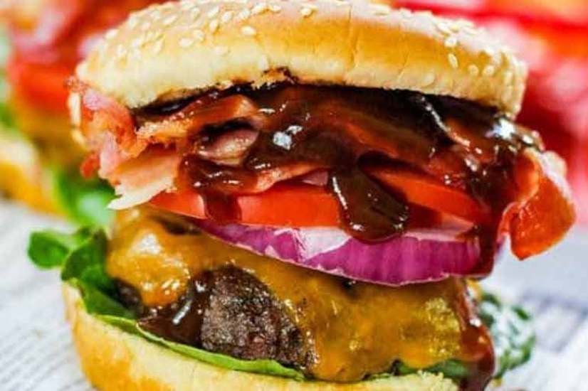 Order BBQ Bacon Cheeseburger - Burger food online from Boston House of Pizza store, Brookline on bringmethat.com