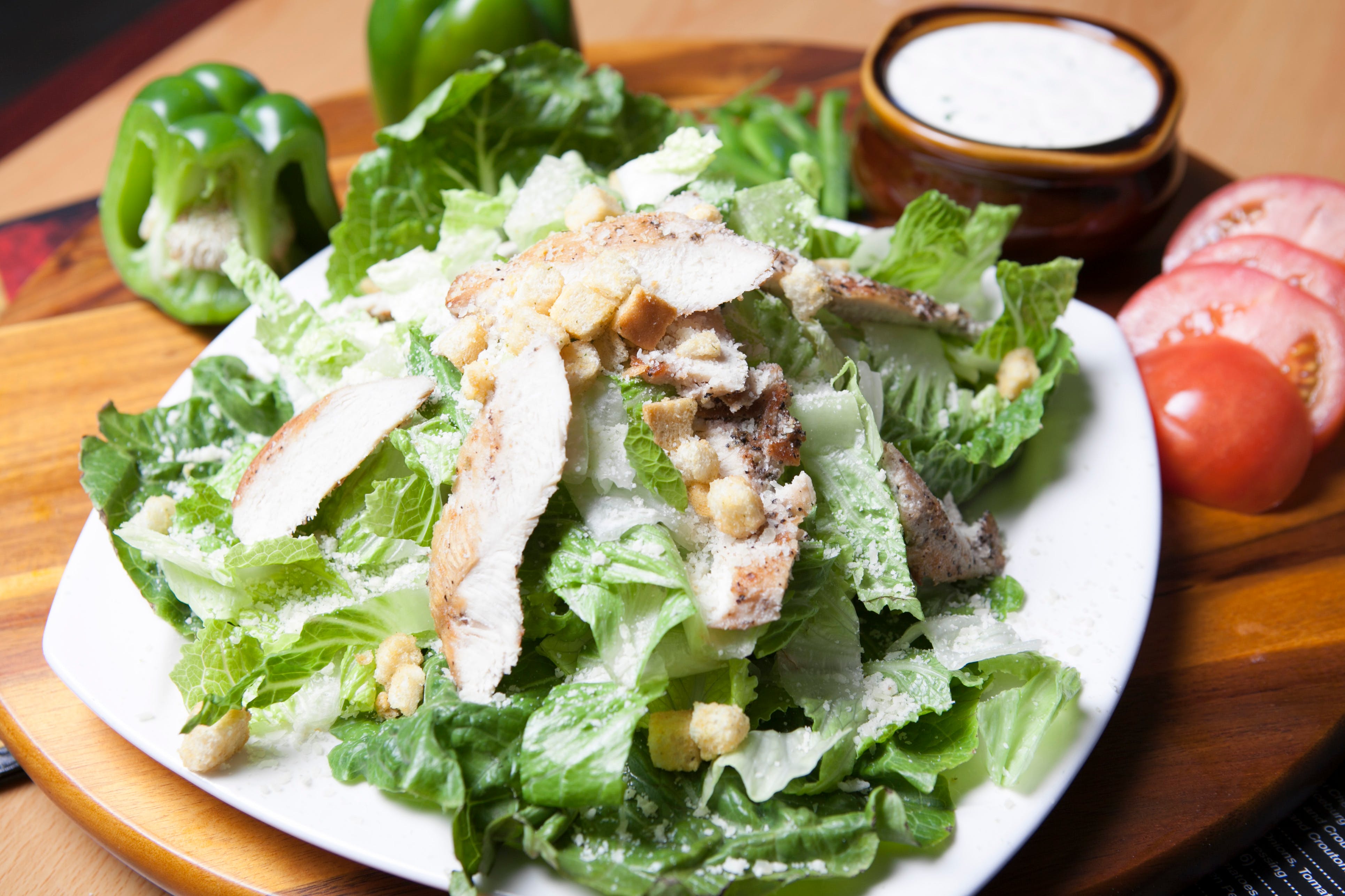 Order Chicken Caesar Salad - Salad food online from Lino's Pizzeria and Italian store, North Las Vegas on bringmethat.com