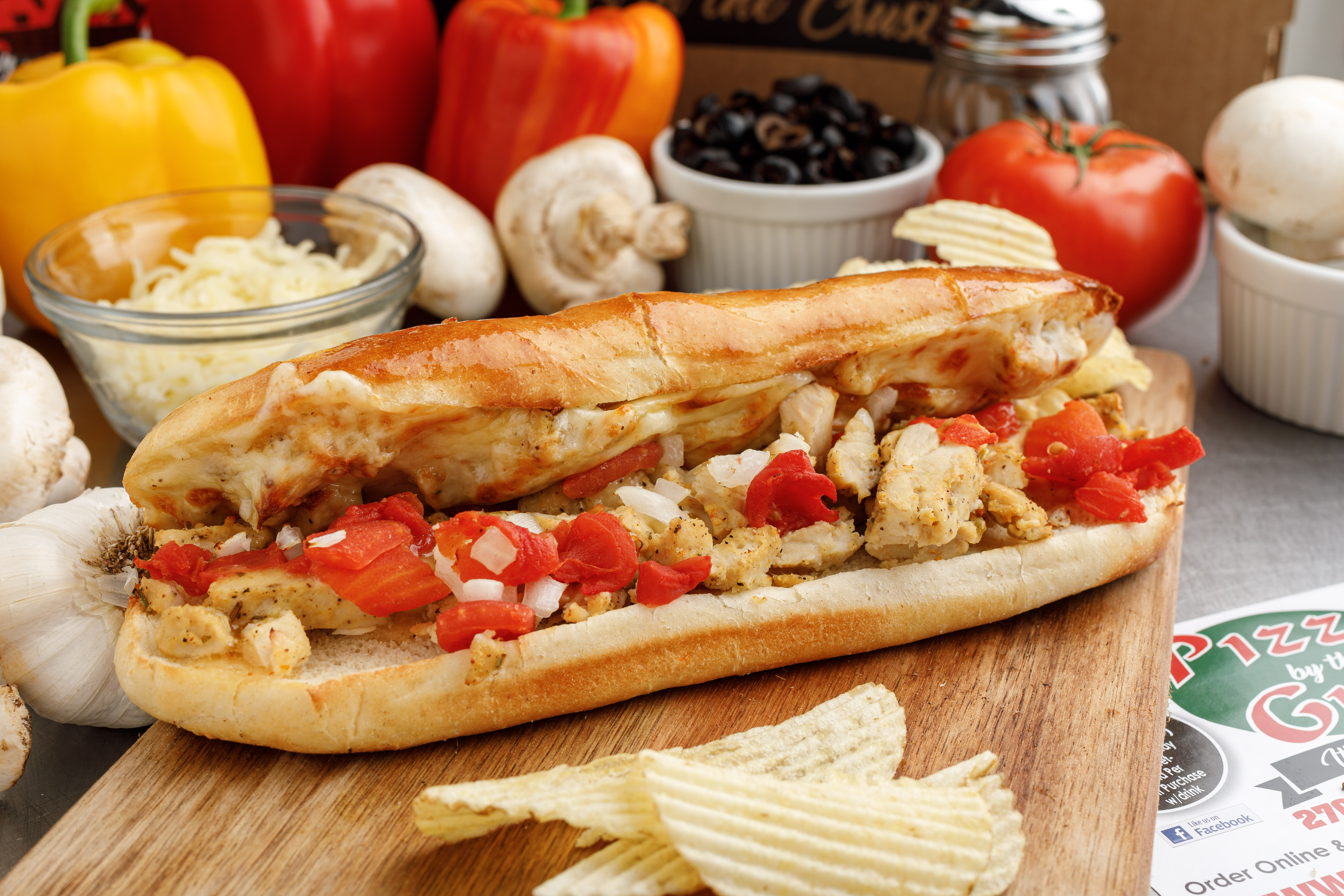 Order Grilled Chicken Sub Sandwich food online from Pizza by the Guy store, Owensboro on bringmethat.com