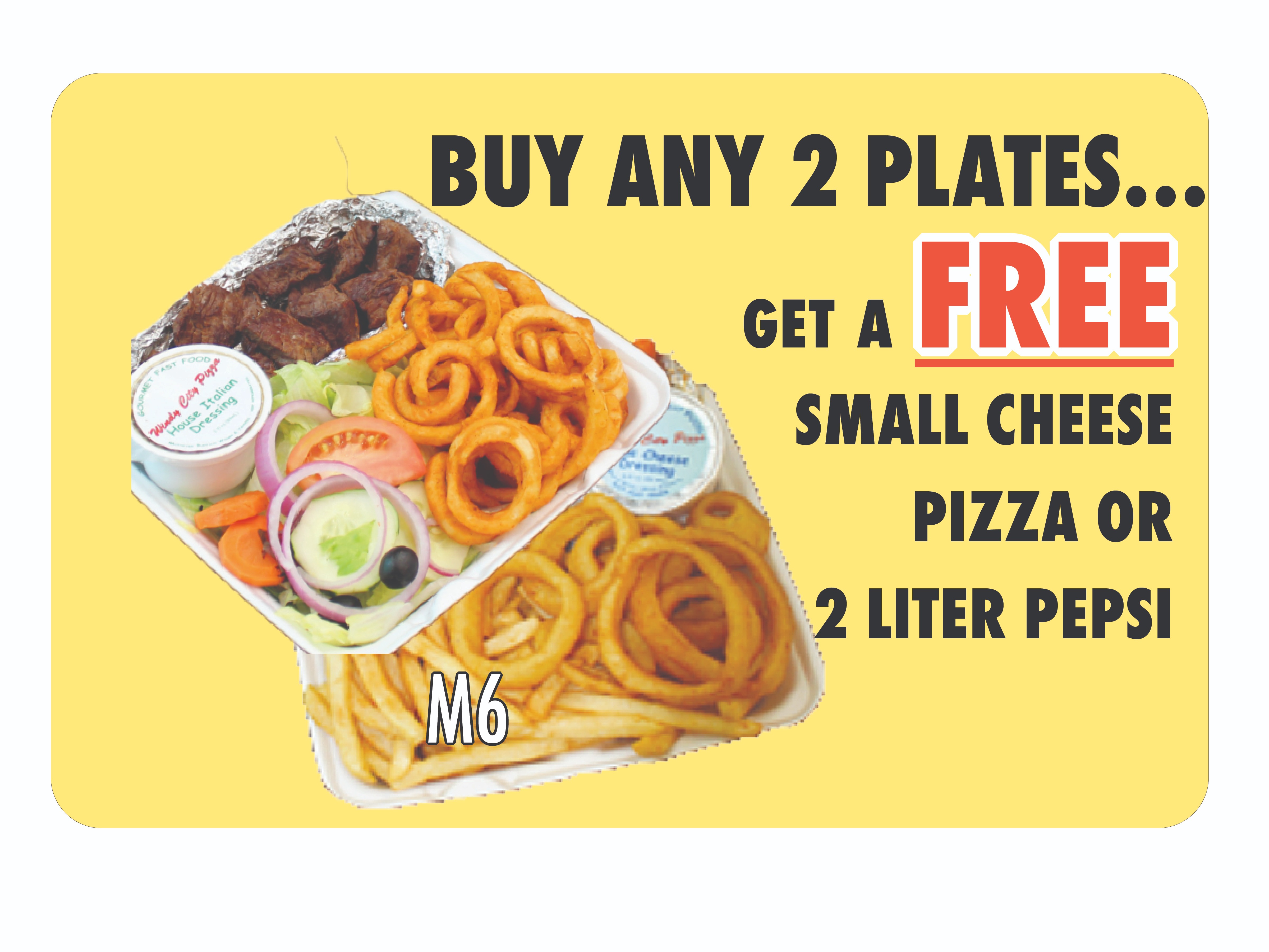 Order M6. 2 Plates & 2-Liter Pepsi food online from Windy City Pizza Quincy Location store, Quincy on bringmethat.com