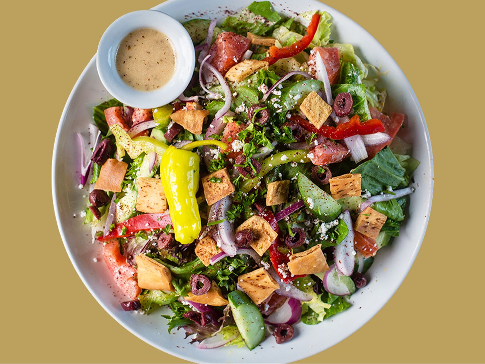 Order Greek Salad food online from Micheline'S Pita House store, San Diego on bringmethat.com