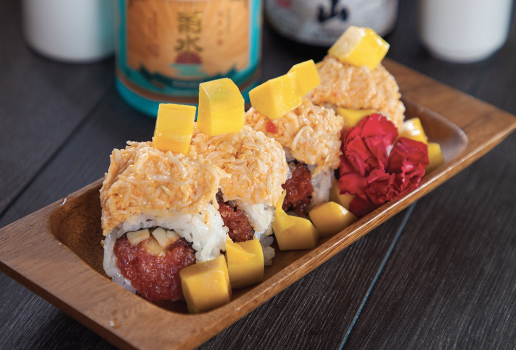 Order Spicy Mango Roll food online from Hikari Sushi store, Simi Valley on bringmethat.com