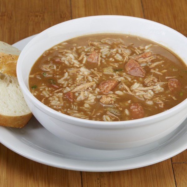 Order Chicken and Sausage Gumbo Bayou Bowl food online from Ragin Cajun Cafe store, Redondo Beach on bringmethat.com
