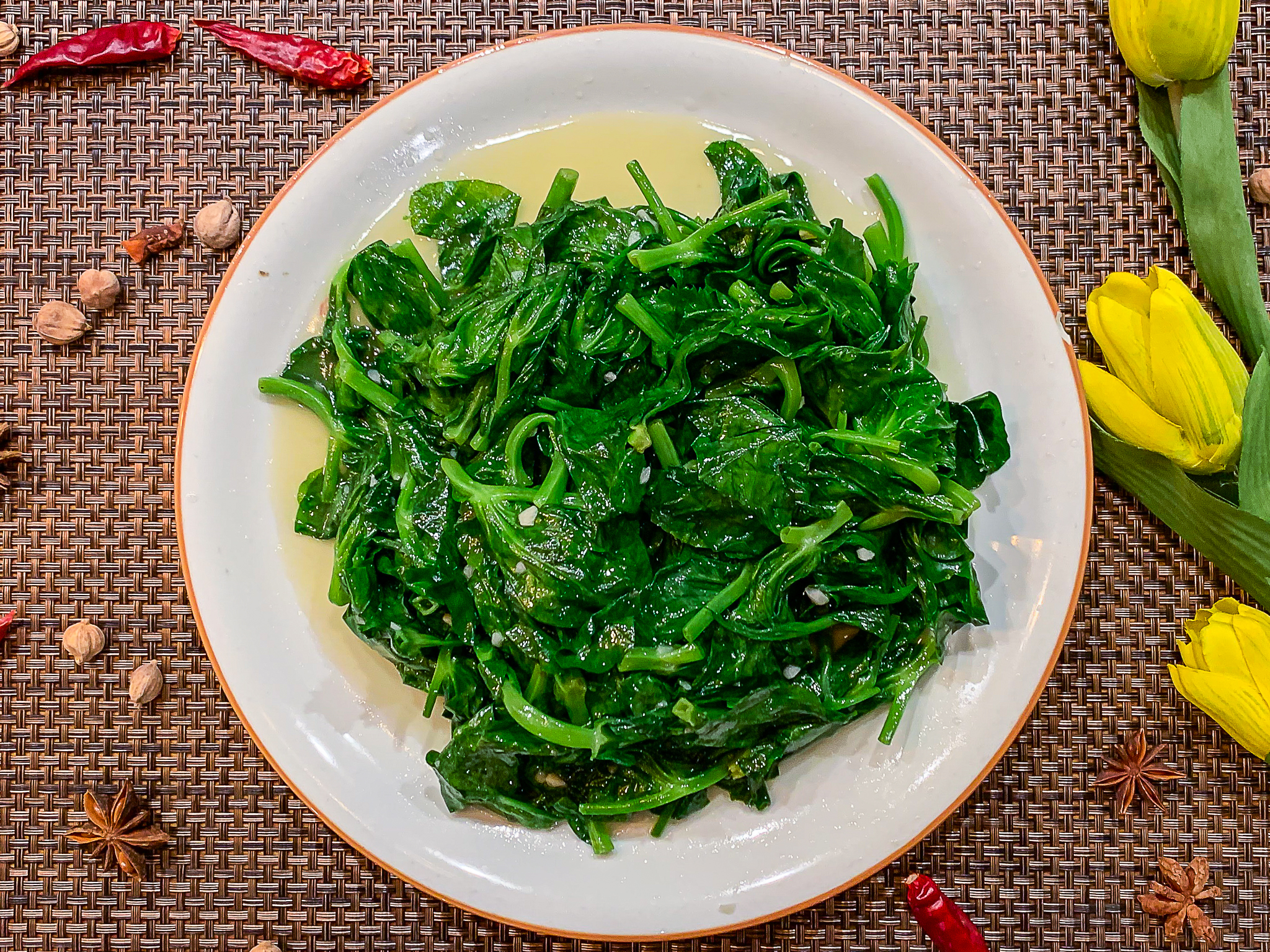 Order Stir Fried Pea Shoots with Garlic food online from Hu's Cooking store, Houston on bringmethat.com