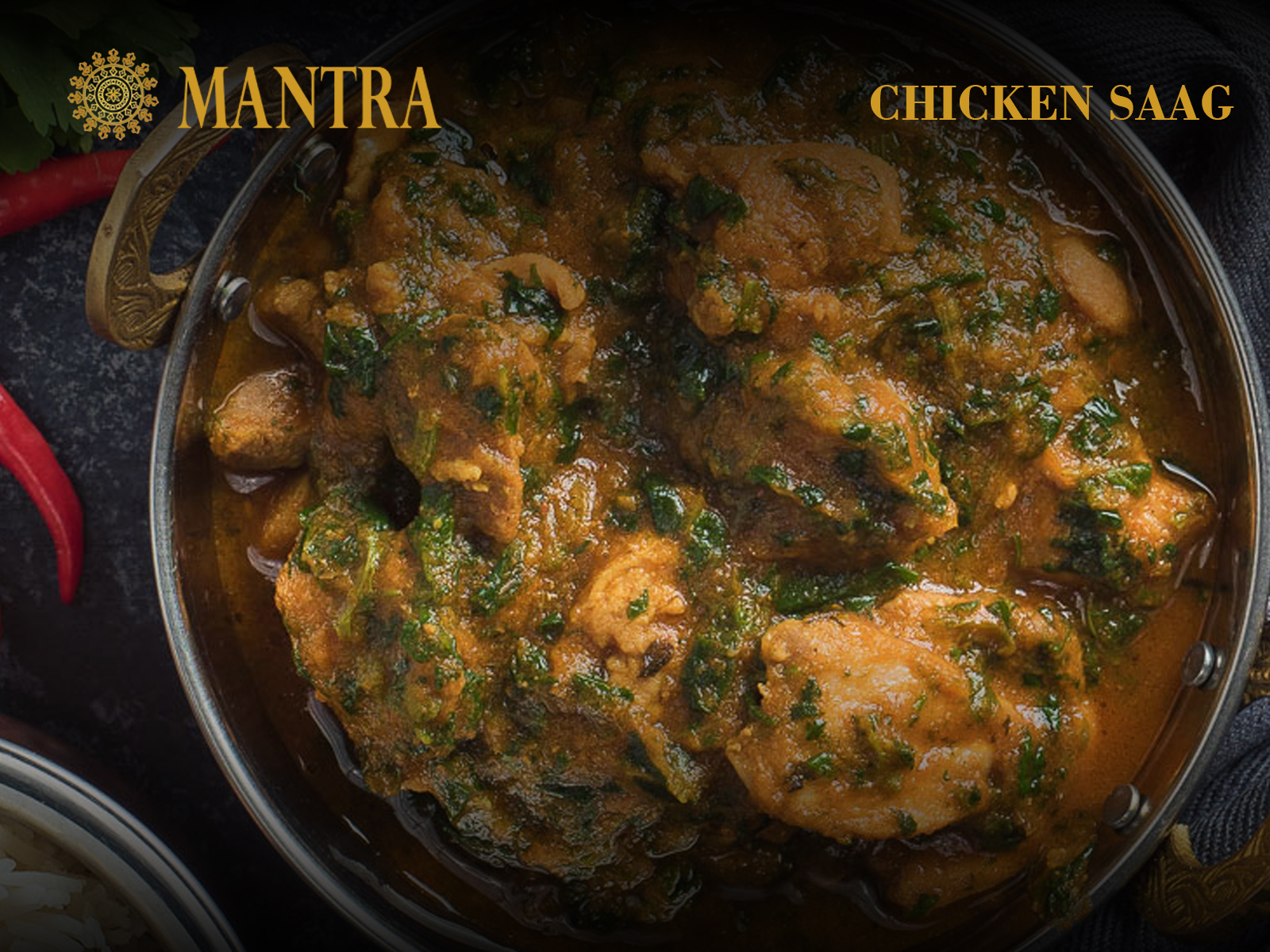 Order Chicken Saag food online from Mantra Authentic Indian Restaurant store, Jersey City on bringmethat.com