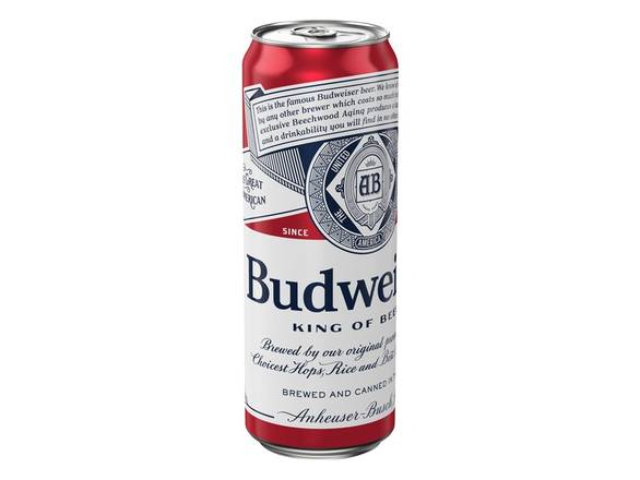 Order Budweiser - 3x 25oz Cans food online from Booze & Brews Liquor store, Burbank on bringmethat.com