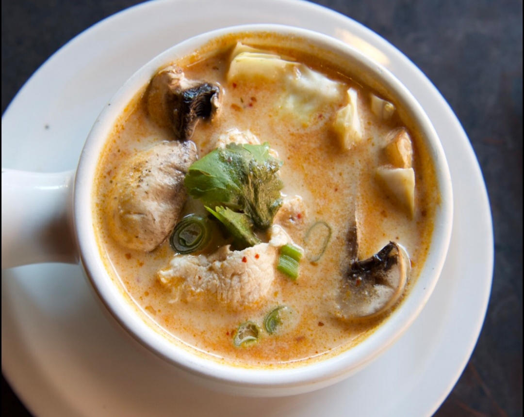 Order T2. Tom Kha Chicken Soup food online from Thailusion store, Los Alamitos on bringmethat.com